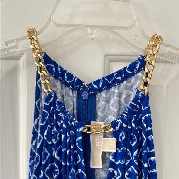 NWOT Michael Kors Blue Patterned Halter Dress - Picture 5 of 5